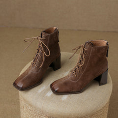 Nyomi Brown Lace up Ankle Boots Newgew