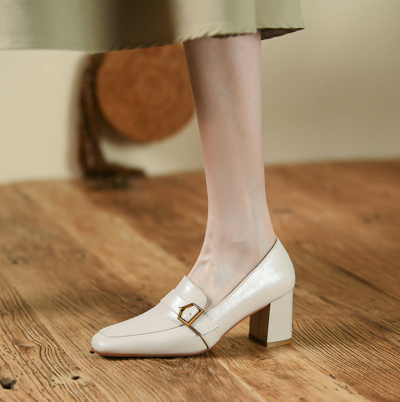 Indie High Heeled Loafers Beige Newgew