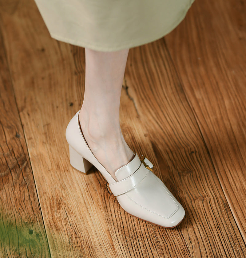 Indie High Heeled Loafers Beige Newgew