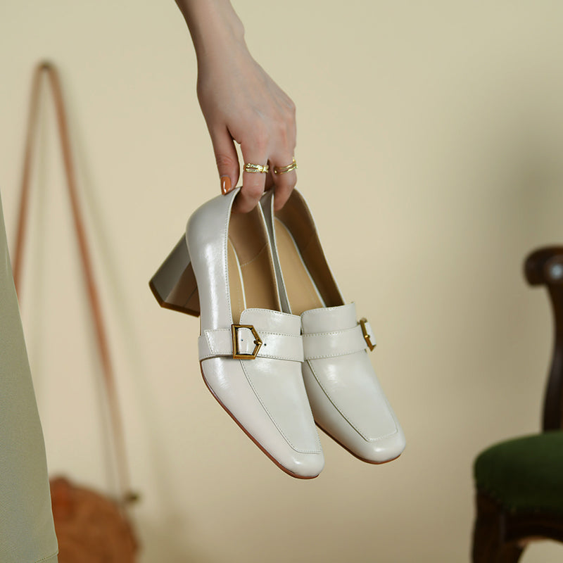 Indie High Heeled Loafers Beige Newgew