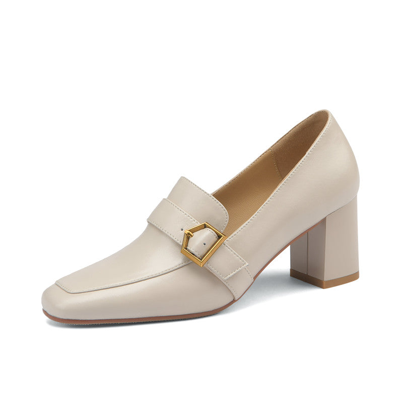 Indie High Heeled Loafers Beige Newgew