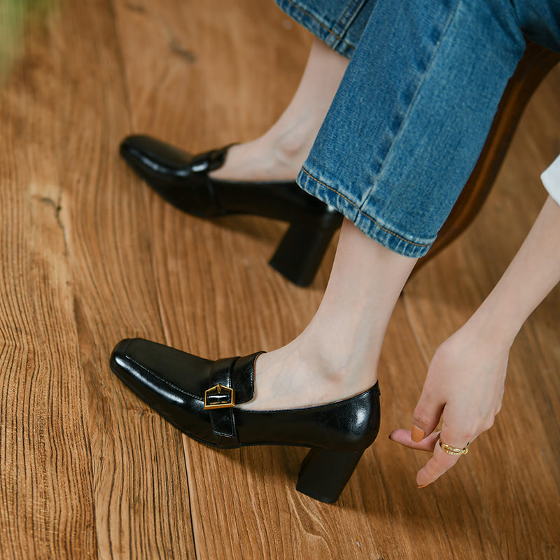 Indie High Heeled Loafers Black Newgew