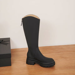 Nyah Platform Black Knee High Boots Newgew