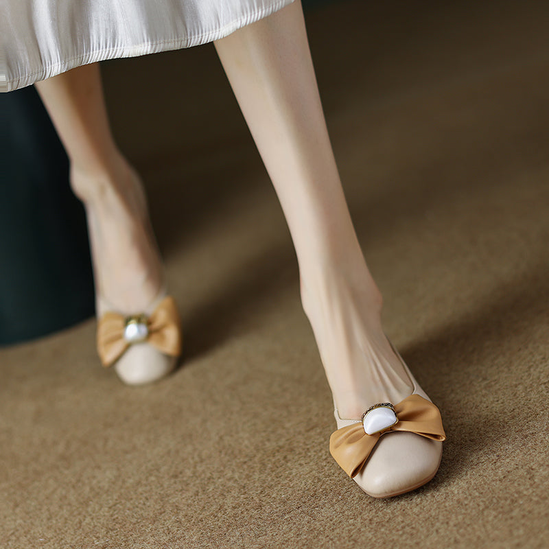 Megan Nude Ballet Flats with Bow newgew