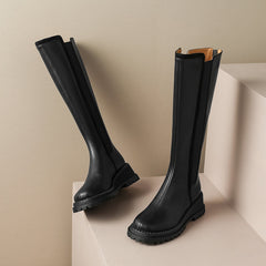 Noel Black Platform Knee High Boots Newgew