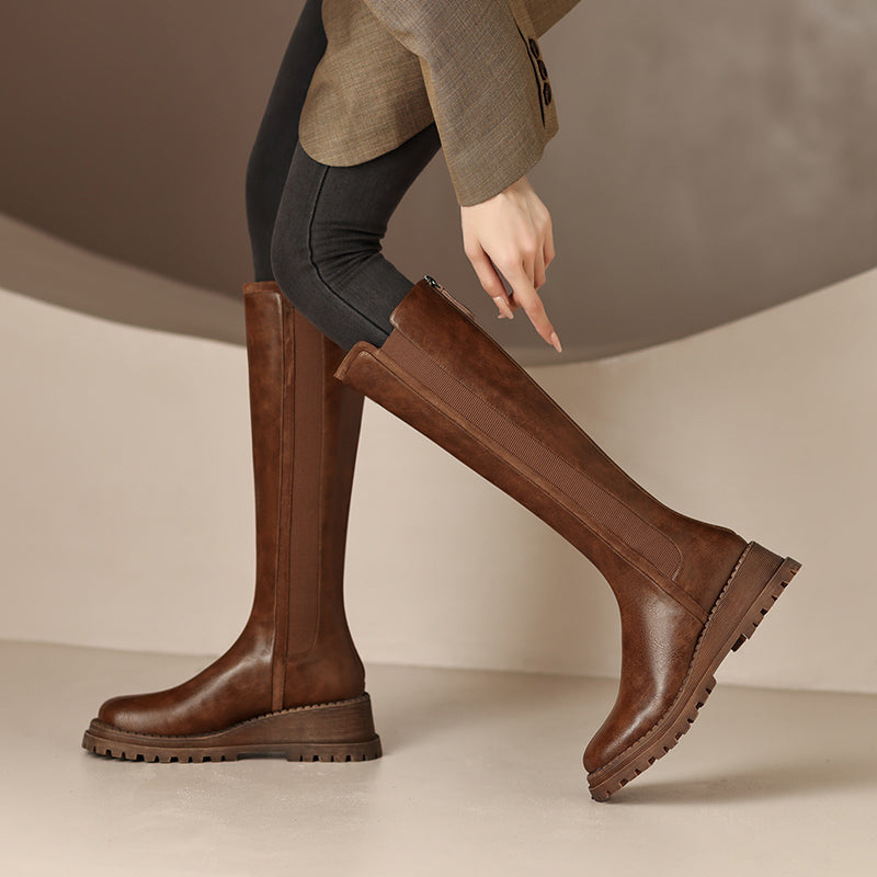 Noel Brown Platform Knee High Boots Newgew