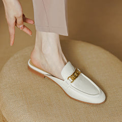 Eleni White Loafer Mules Womens NEW GEW