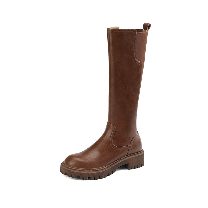 Noah Platform Brown Knee High Boots Newgew