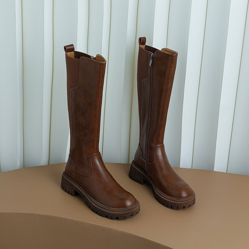 Noah Platform Brown Knee High Boots Newgew