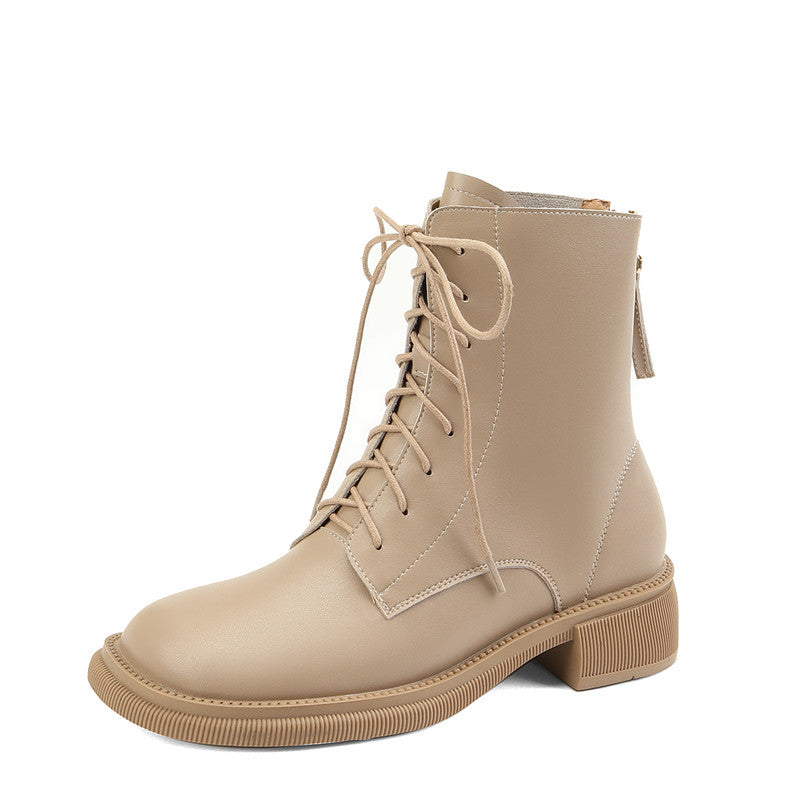 Fara Leather Nude Ankle Boots Newgew