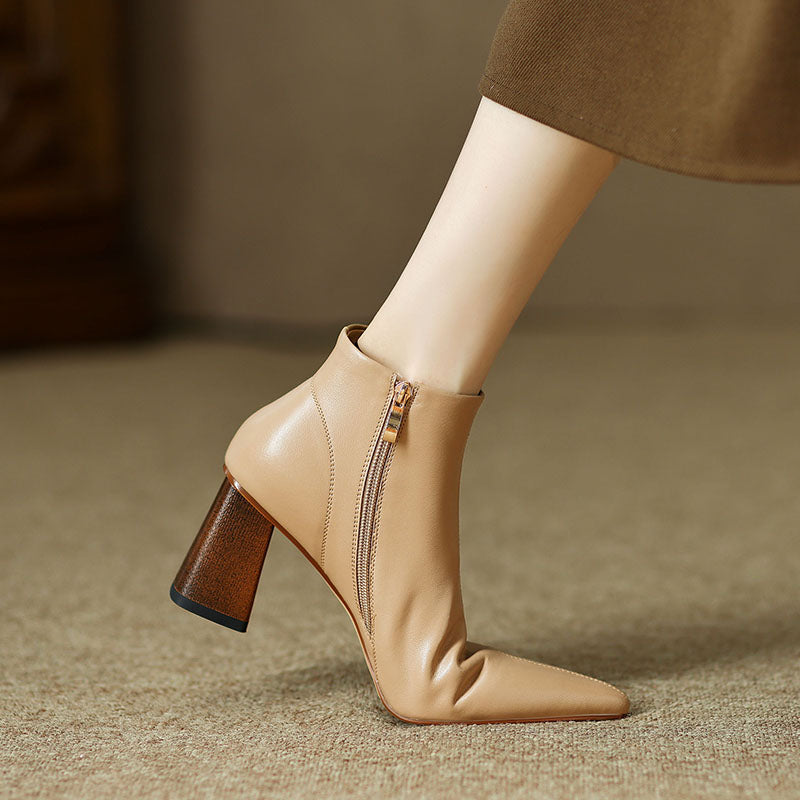 Halle Pointed Toe Nude Heel Boots Newgew