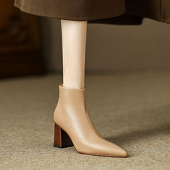 Halle Pointed Toe Nude Heel Boots Newgew