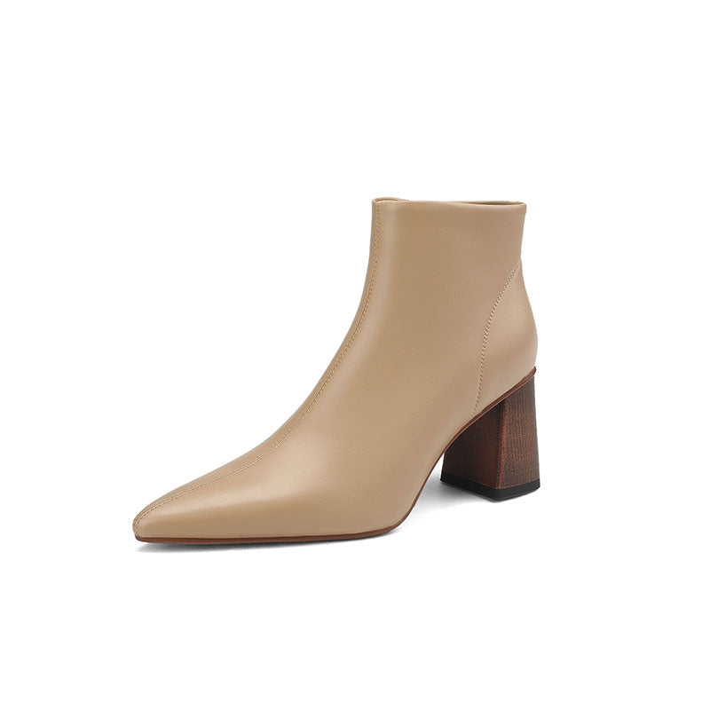 Halle Pointed Toe Nude Heel Boots Newgew