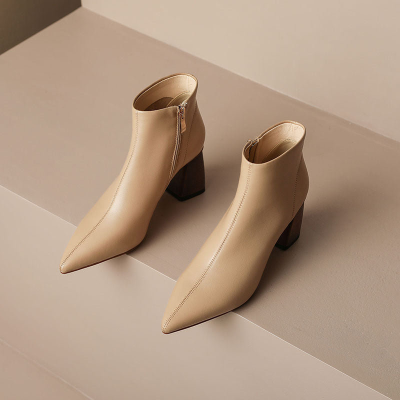 Halle Pointed Toe Nude Heel Boots Newgew