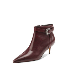 Malia Pointed Toe Burgundy Ankle Boots newgew