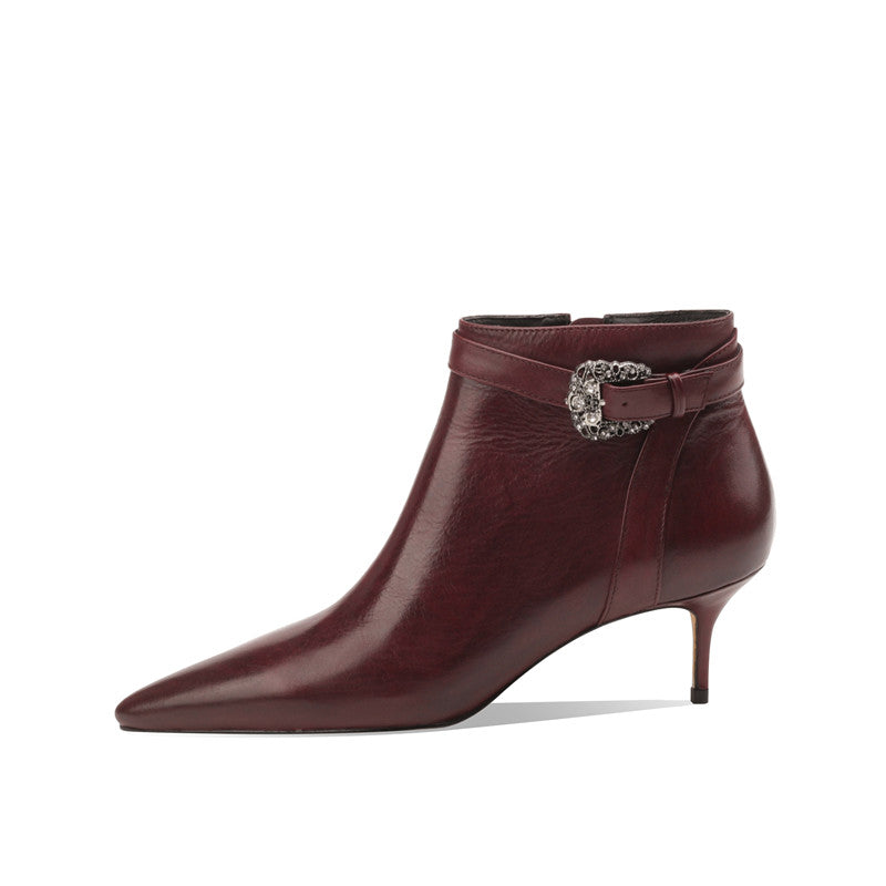 Malia Pointed Toe Burgundy Ankle Boots newgew