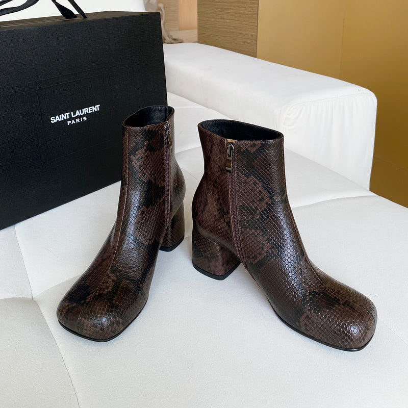 Harli Brown Snakeskin Ankle Boots Newgew