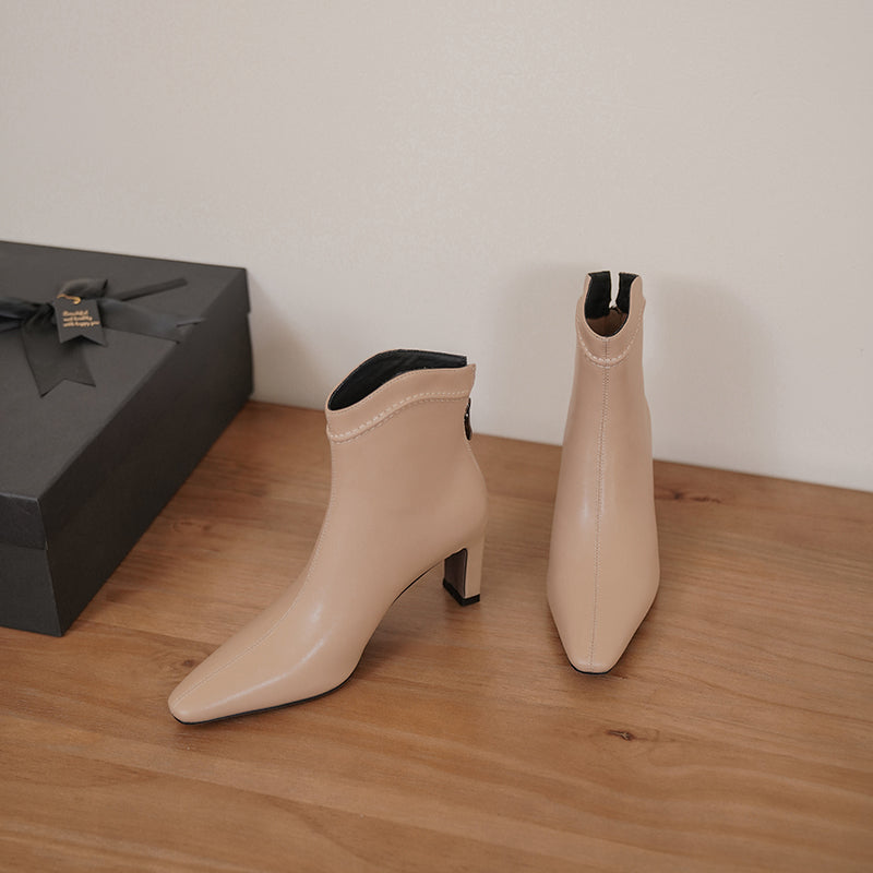 Ingrid Nude Ankle Boots with Heels Newgew