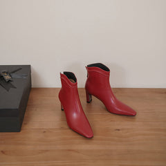 Ingrid Burgundy Ankle Boots with Heels Newgew
