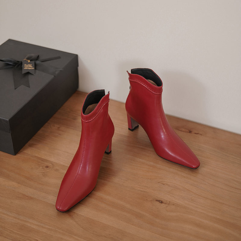 Ingrid Burgundy Ankle Boots with Heels Newgew