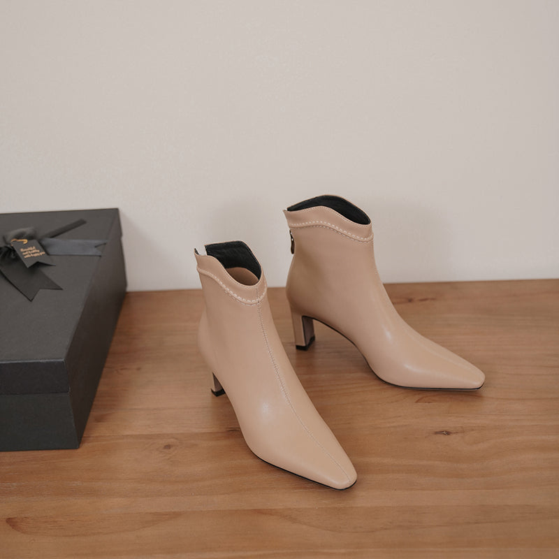 Ingrid Nude Ankle Boots with Heels Newgew