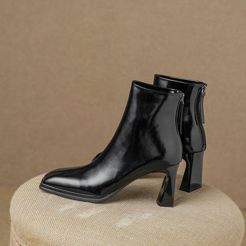 Hana Ba Zip Square Toe Ankle Boots Newgew