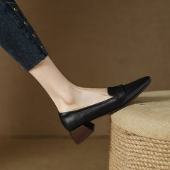 Mia Leather Low Heeled Penny Loafers Black newgew