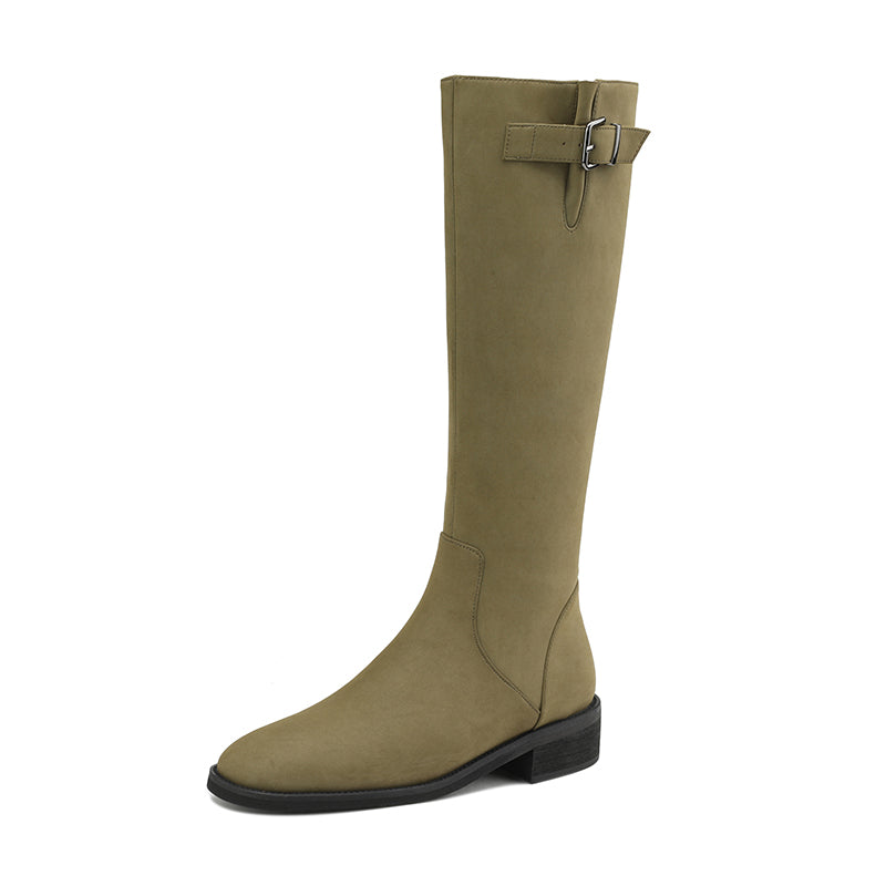 Nahla Green Knee High Boots Leather