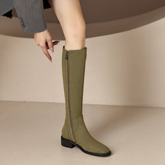 Nahla Green Knee High Boots Leather newgew