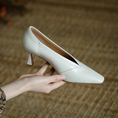 Gwen white pointed toe kitten heels Newgew