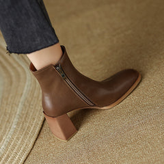 Honor Square Toe Tan Boots for Women Newgew