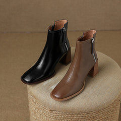 Honor Square Toe Tan Boots for Women Newgew