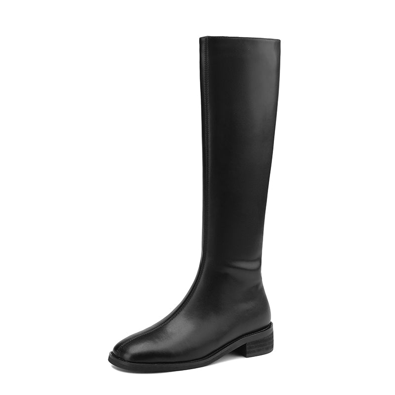 Novah Knee High Black Square Toe Boots Newgew