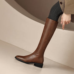 Novah Brown Leather Knee High Boots Newgew