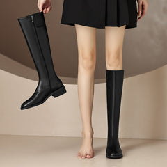 Novah Knee High Black Square Toe Boots Newgew