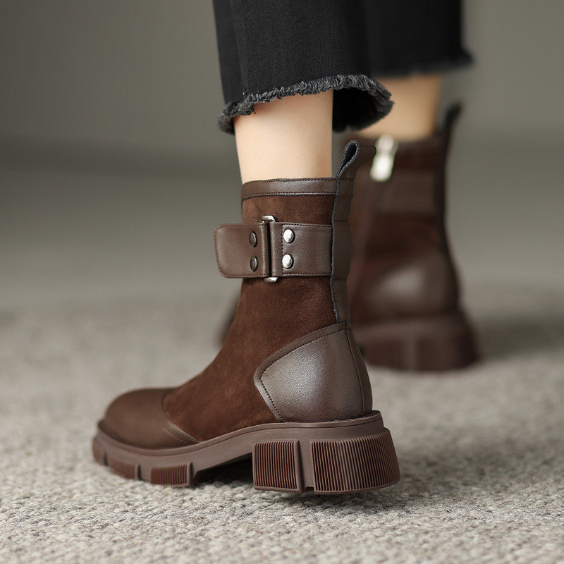 Haven Brown Patchwork Boots Womens Newgew