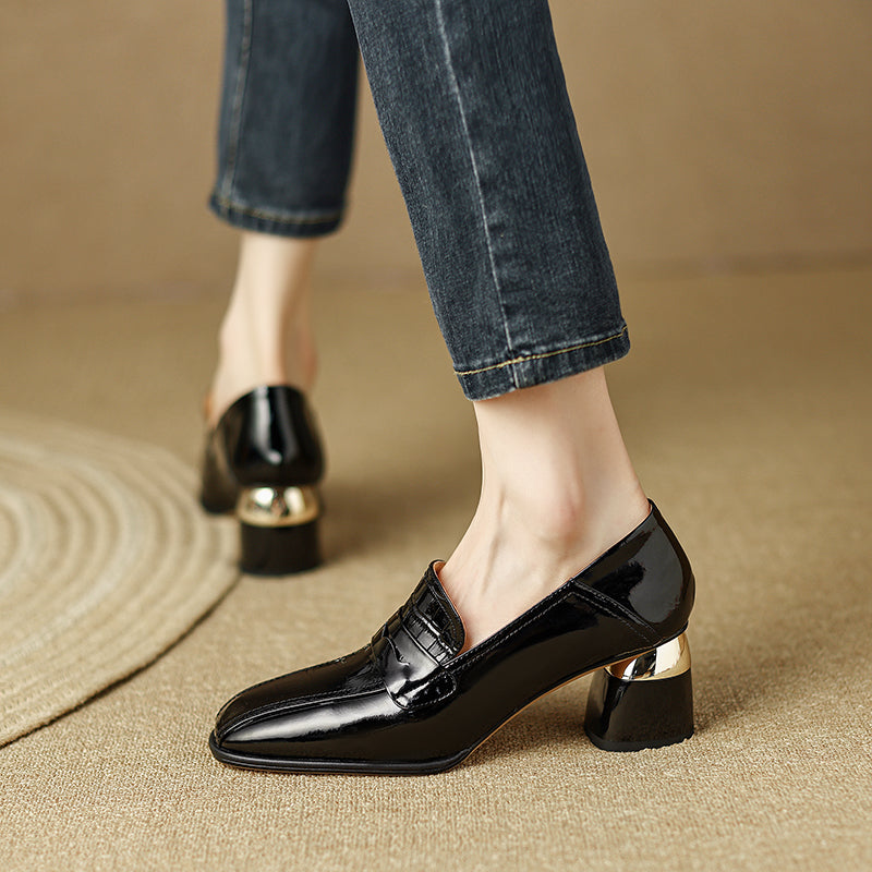 Issa Penny Loafer Heels Black newgew