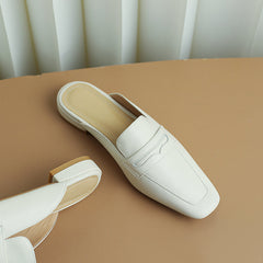 Esme White Penny Loafer Mules NEW GEW