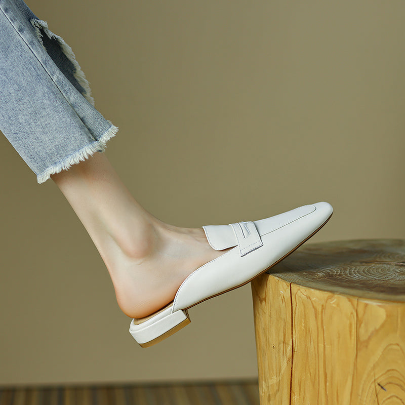 Esme White Penny Loafer Mules NEW GEW