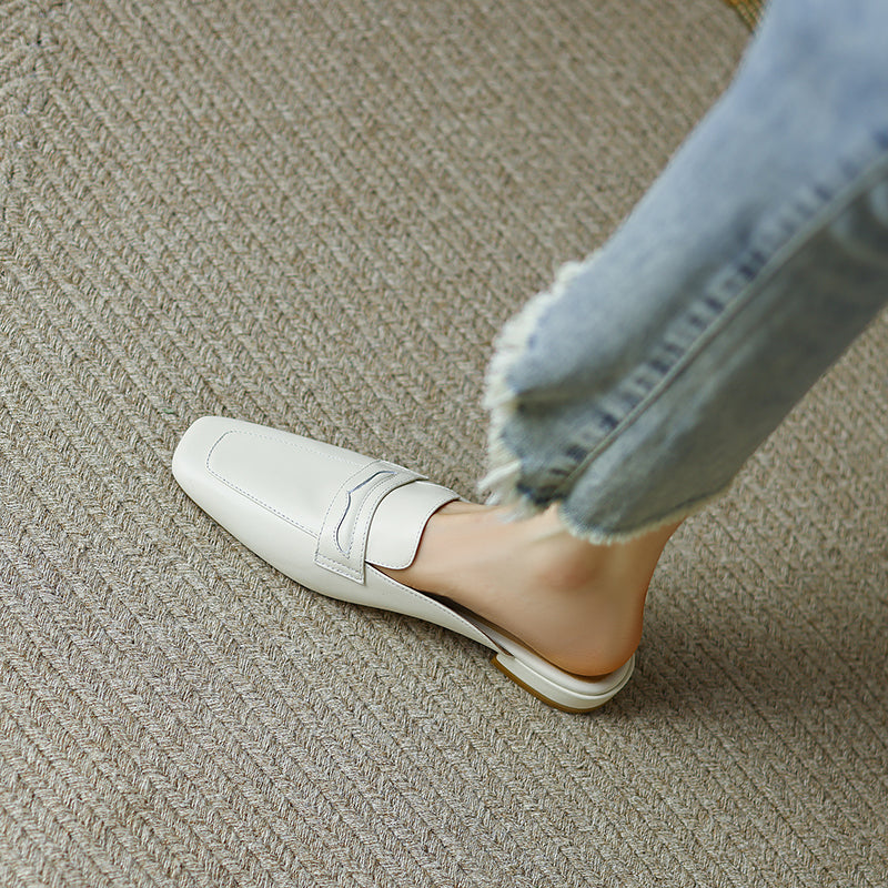 Esme White Penny Loafer Mules NEW GEW