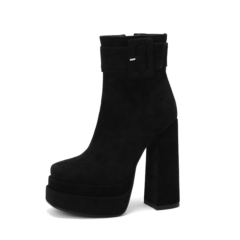 Greer Black Suede Platform Boots Newgew