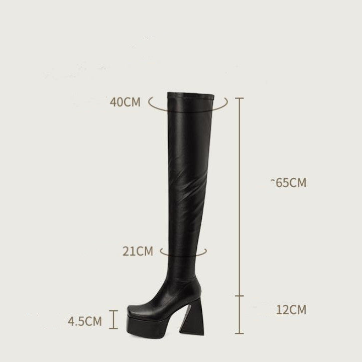 Fanta Platform Thigh High Boots Black Newgew