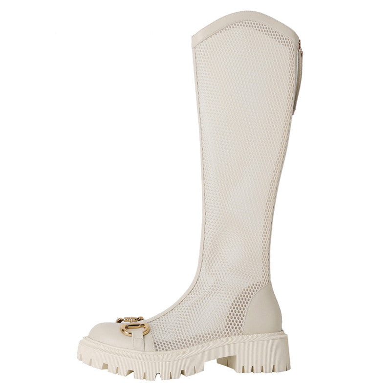 Ember White Womens Mesh Knee High Boots NEW GEW