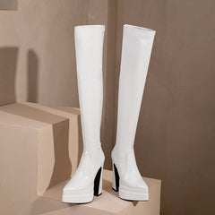 Fenix Patent Leather White Thigh High Boots Newgew