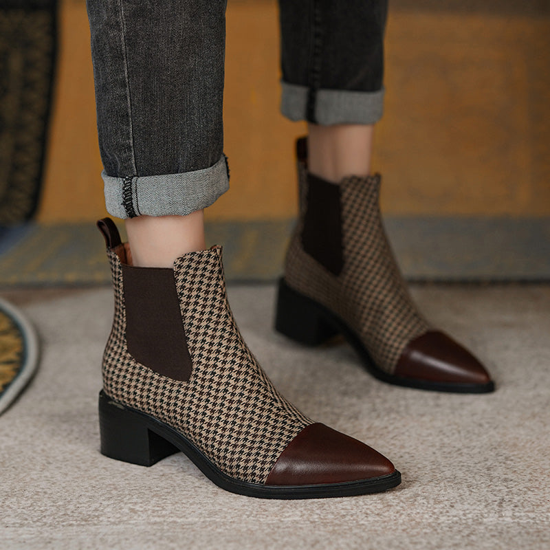 Devyn Plaid Vintage Handmade Chelsea Ankle Boots – Newgew