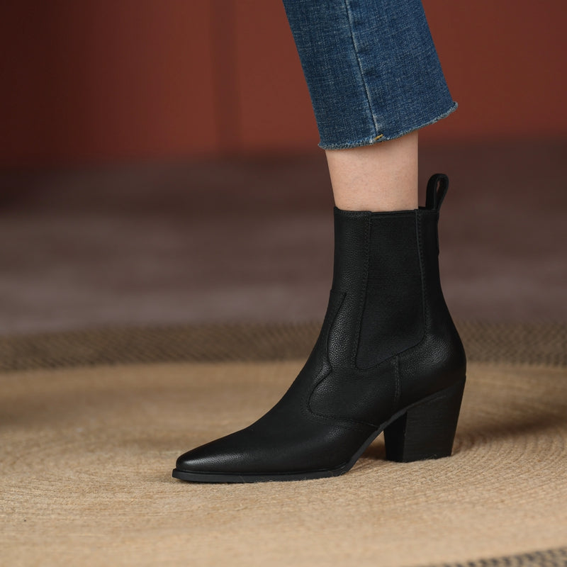 Carly Handmade Pointy Toe Heeled Ankle Boots Newgew