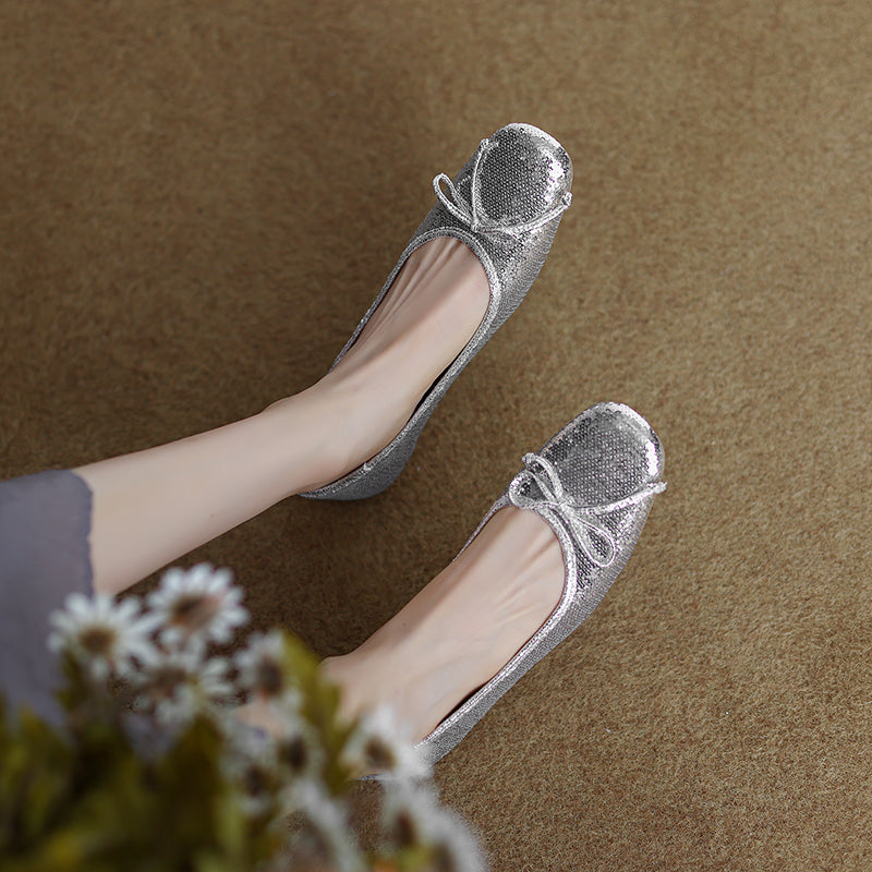 Maia Sequin Ballet Flats with Bow newgew