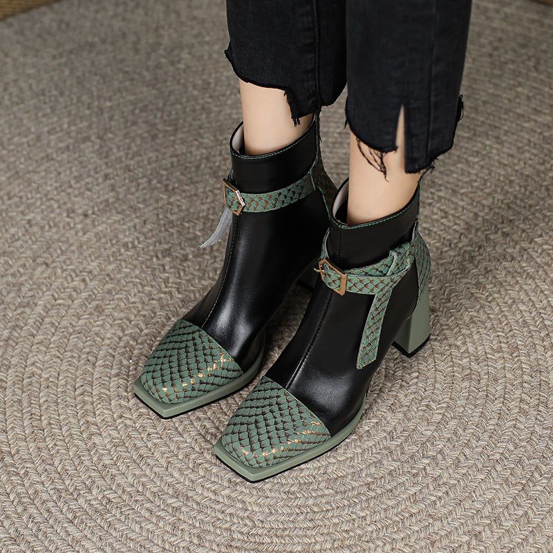 Maren Snakeskin Green Ankle Boots newgew