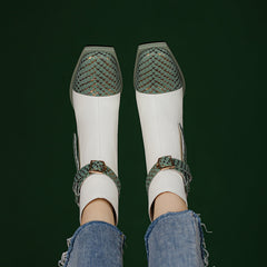 Maren Snakeskin Green Ankle Boots newgew