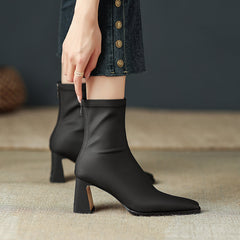 Milan Block Heel Square Toe Ankle Boots newgew